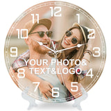 Custom Personalized Wall Clock with Photo Text, Silent No Time - Wood 10“12”14"16”