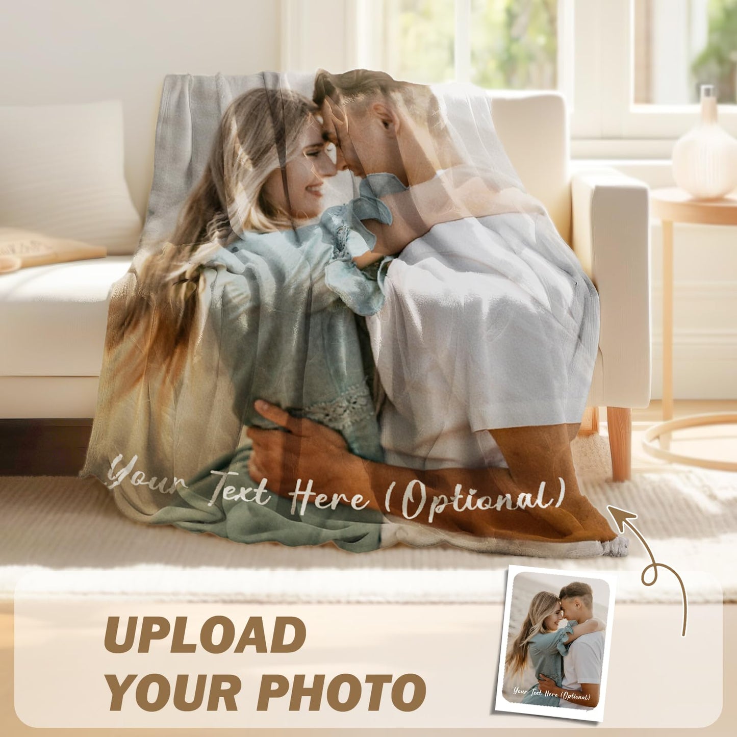 Blanket with pictures and text - Personalized Photo Blanket - 1 photo