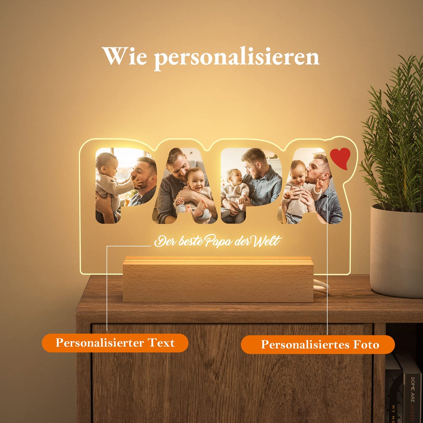 Personalized Gift for Dad - Customized Night Light with Photo