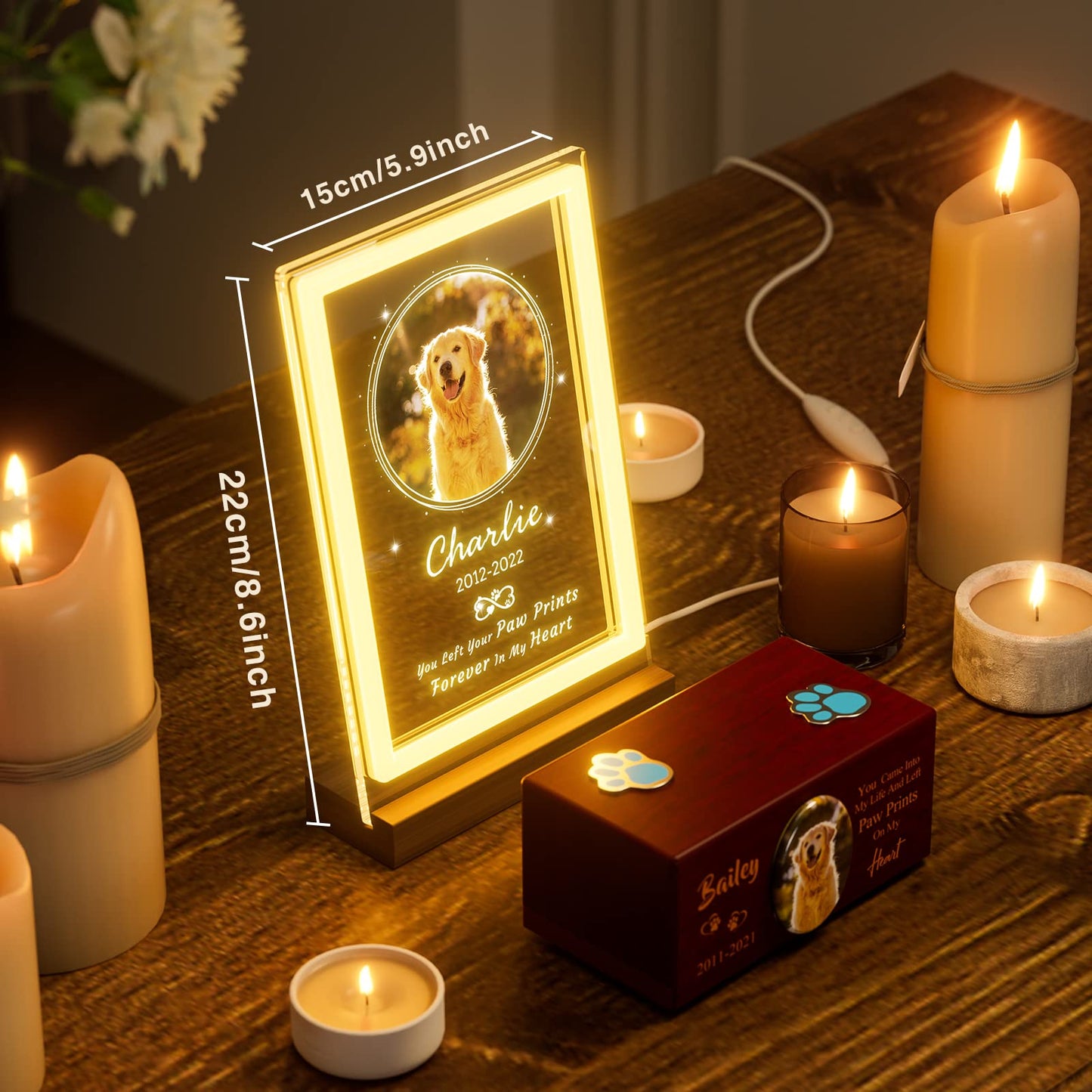 Custom Personalized Dog Pet Memorial Photo Frame Night Light