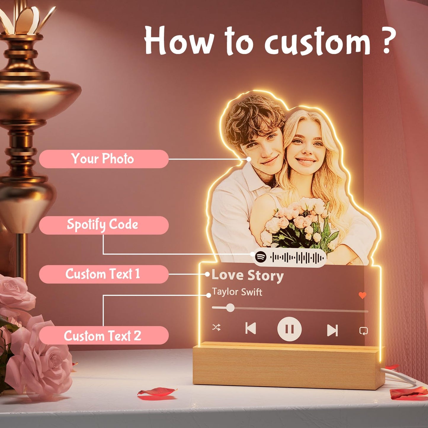 Spotify plaque custom photo frame, couple commemorative gift