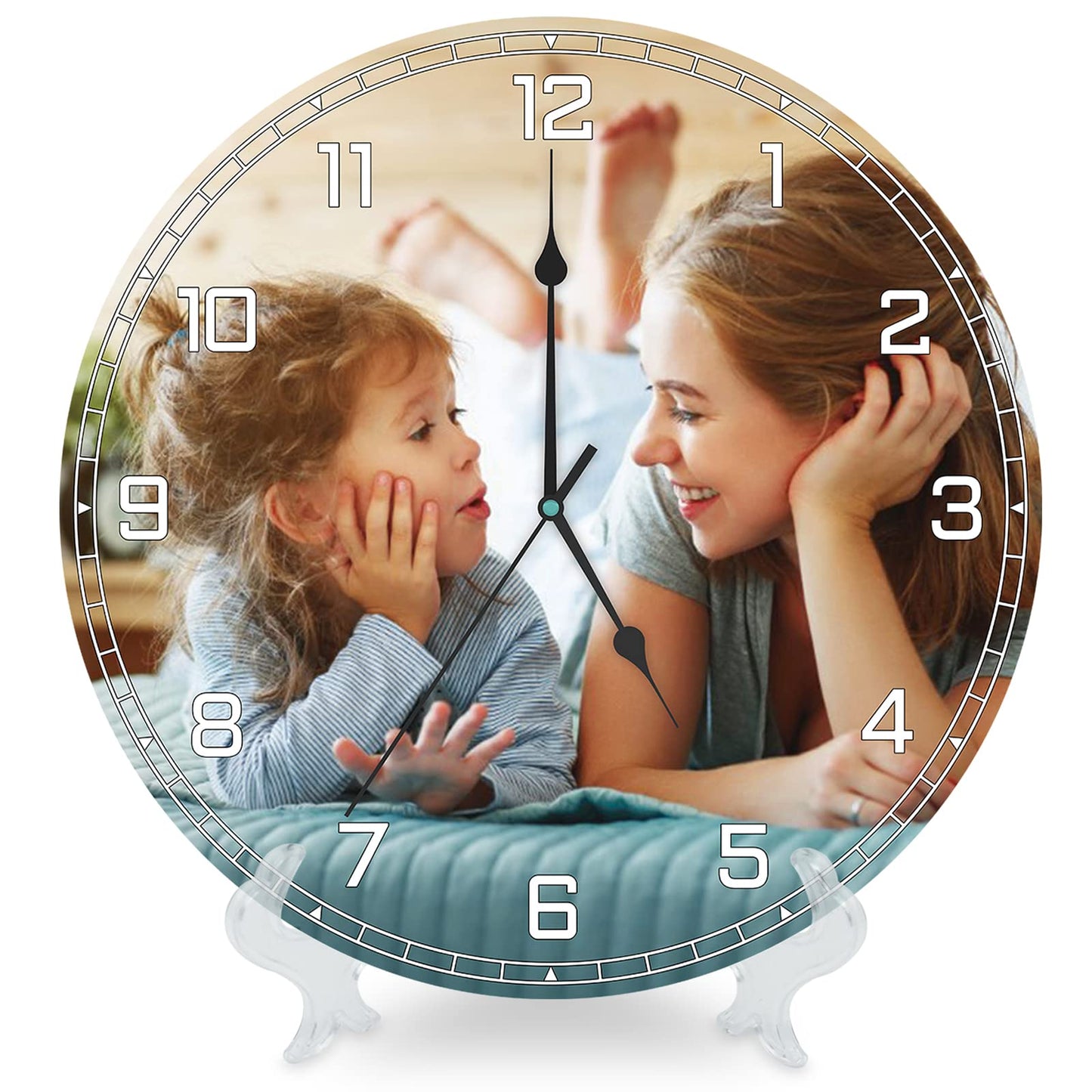 Custom Personalized Wall Clock with Photo Text, Silent No Time - PVC 8“10”12“14”16”