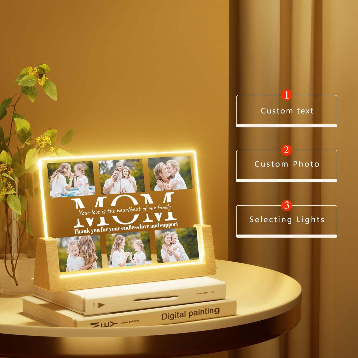 Custom Acrylic Mom Plaque with Photo and Text, 8.7 x 5.9 Inches