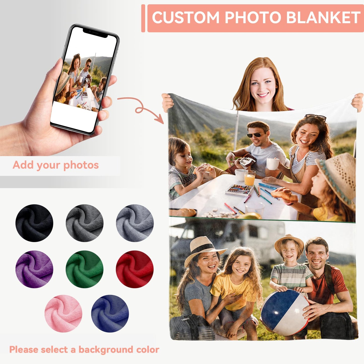 Custom Blanket - Custom Blanket with Photos - 2 Photos