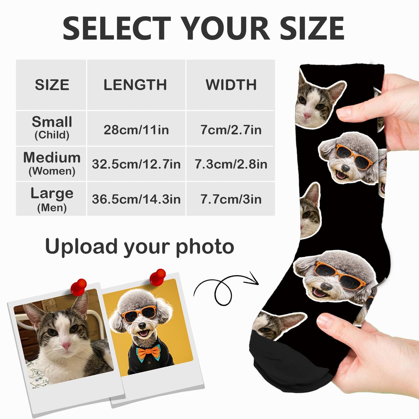 Custom Face Socks - Fun Gag Gifts, White Elephant Gifts, Custom Pet Socks with Your Image