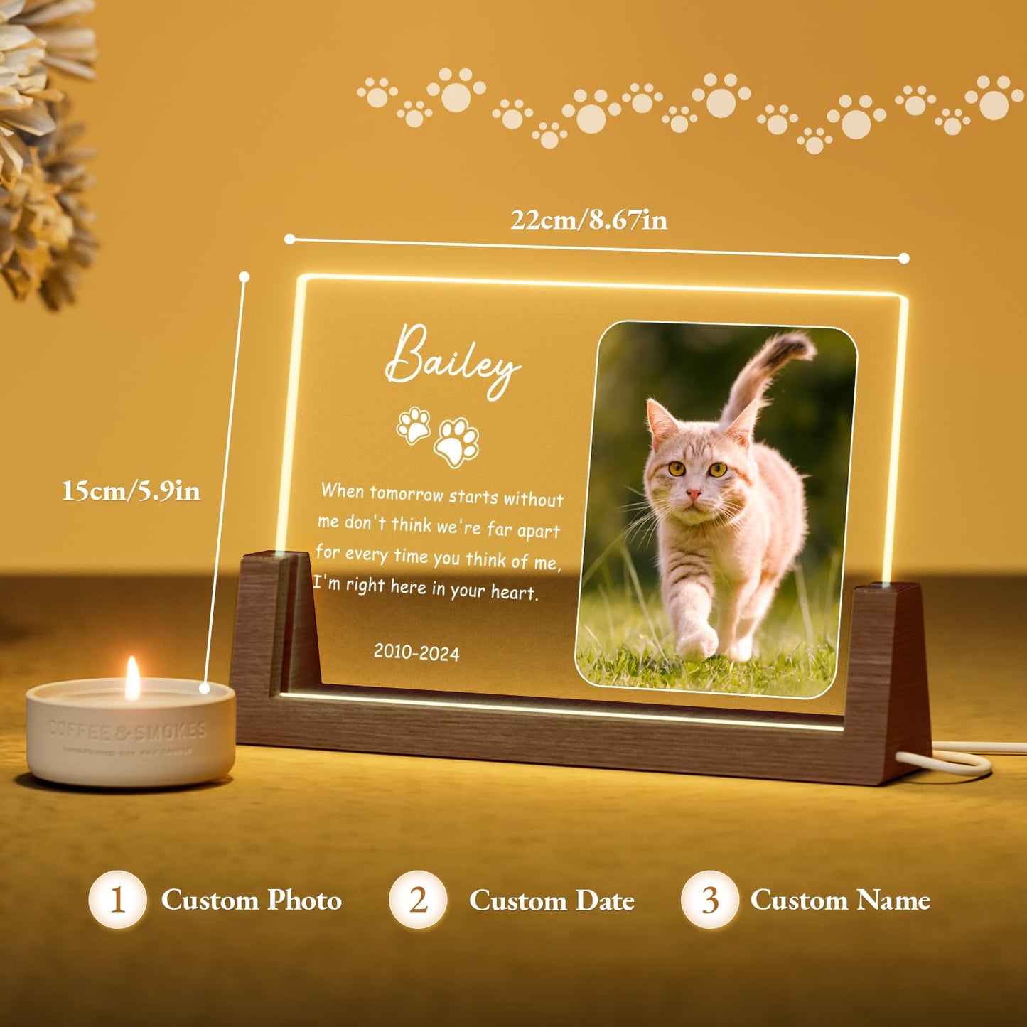 Personalized Cat Funeral Condolences Pet Memorial Gifts, Custom Gifts