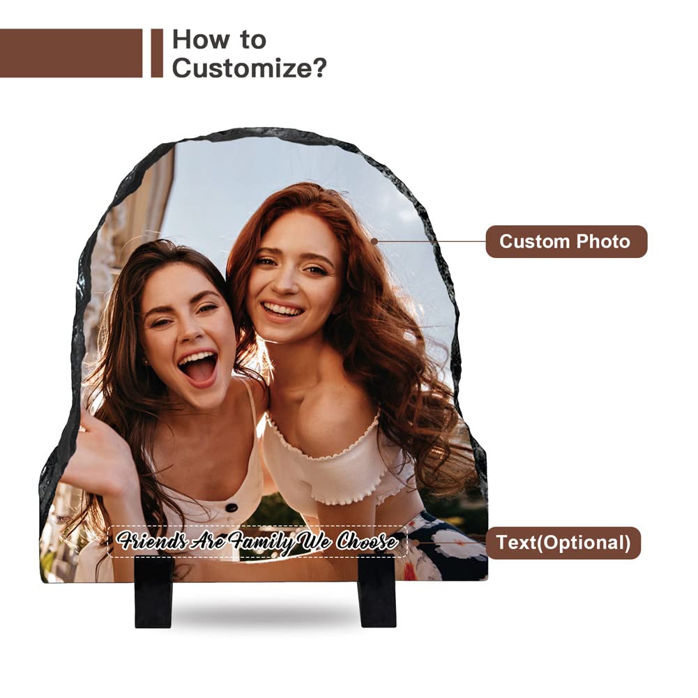 Custom Personalized Slate Photo Frame, Half Round 5.9x5.9 inches