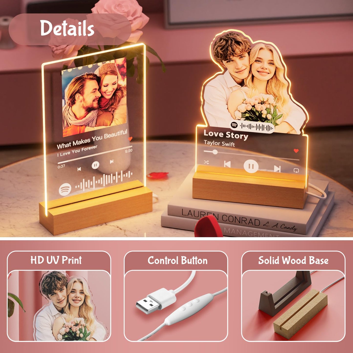 Spotify plaque custom photo frame, couple commemorative gift