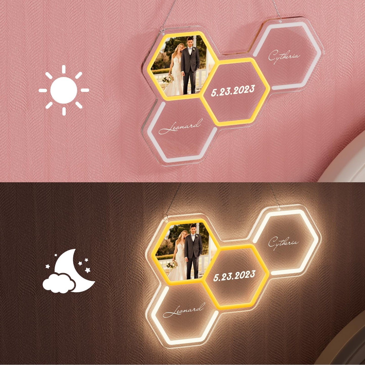 Personalized LED neon sign: with picture, name, date