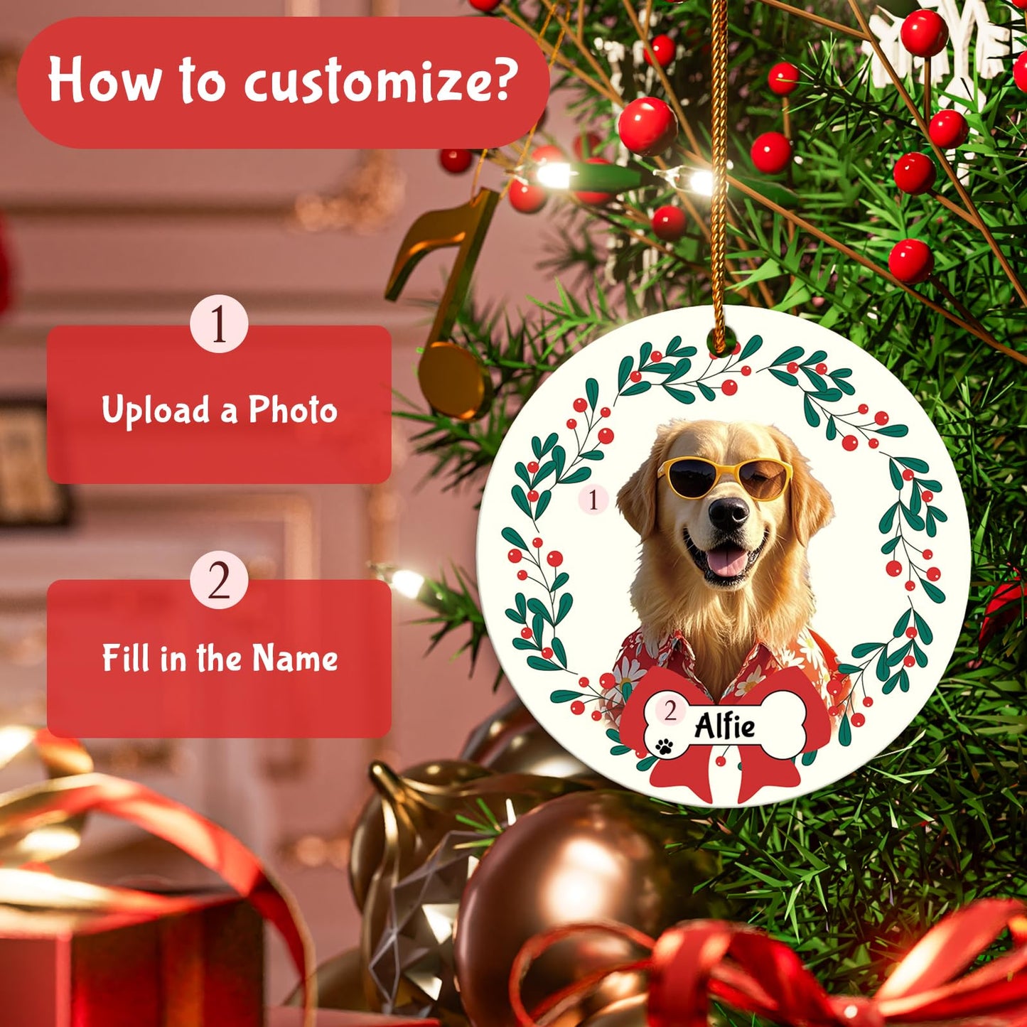 Personalized Dog Christmas Ornaments 2024