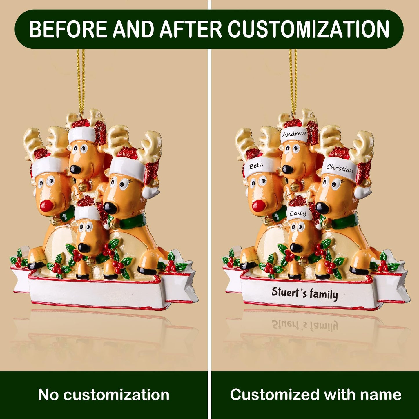 Personalized Deer Christmas Ornaments 2024