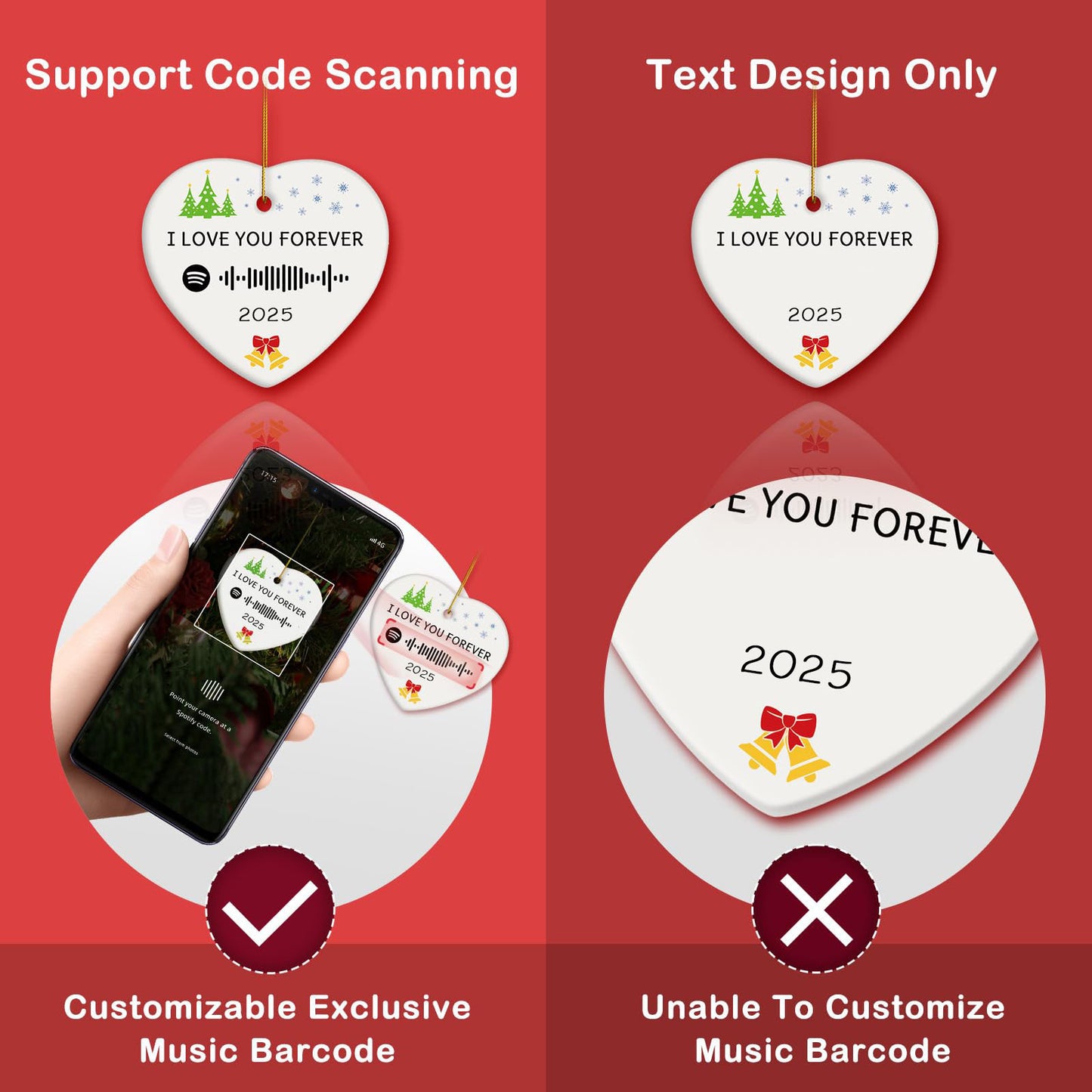 Customized Musical Heart Ceramic Double Sided Printed Jewelry - With Text Photo 2025