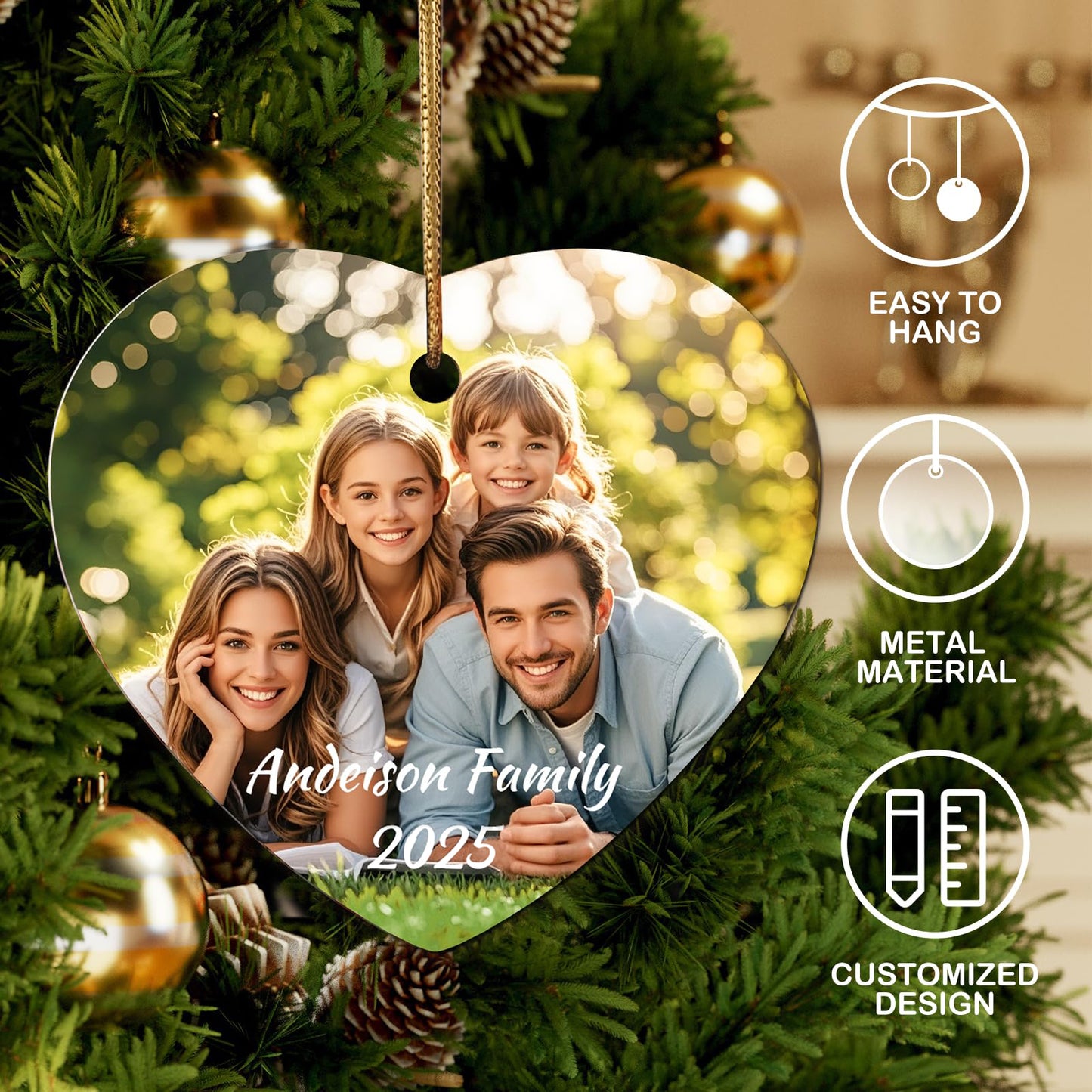 Custom Personalized Christmas Ornaments 2025 - with Picture Words