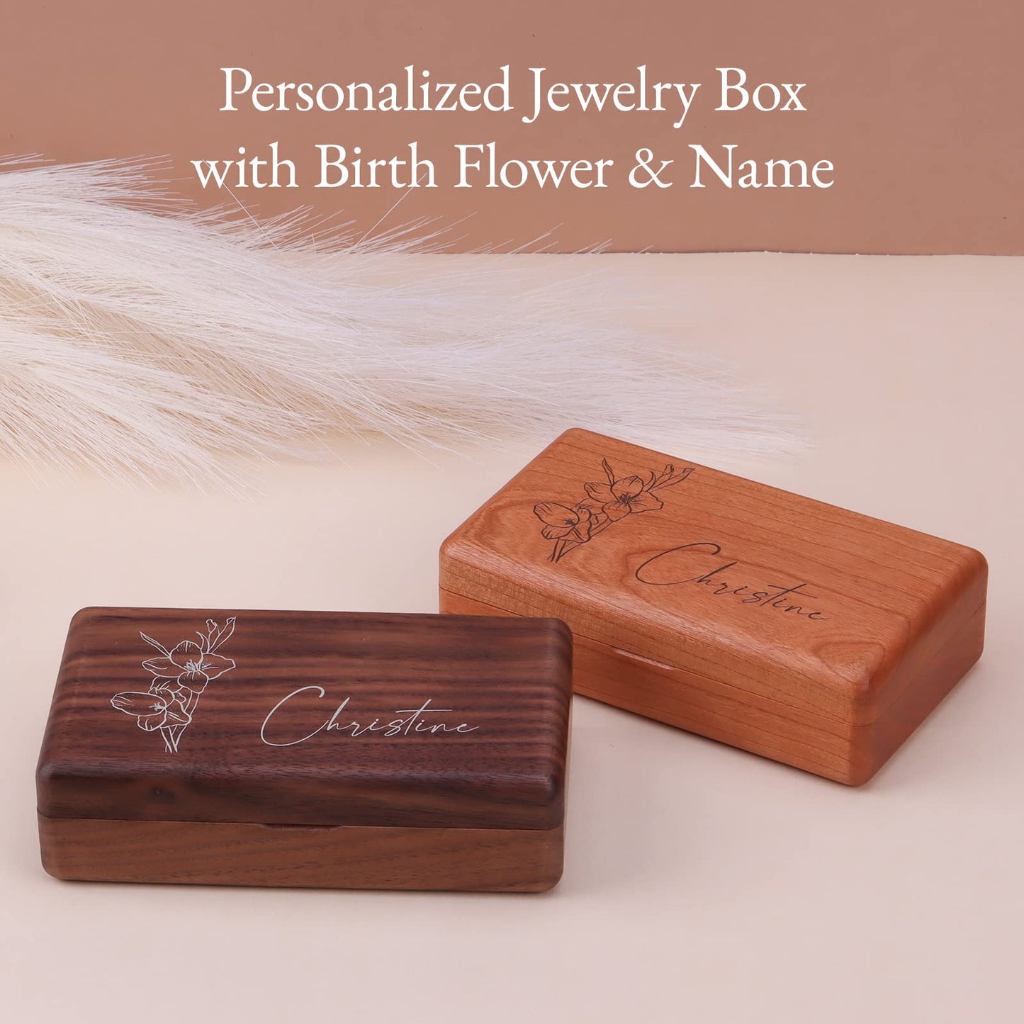 Custom wooden jewelry box, cherry wood travel jewelry organizer