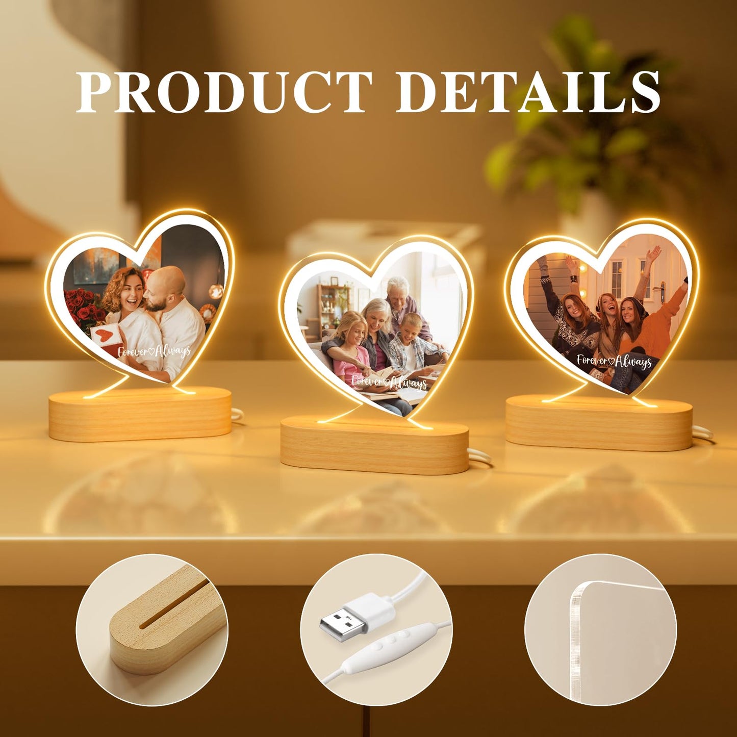 Customized photo and text night light