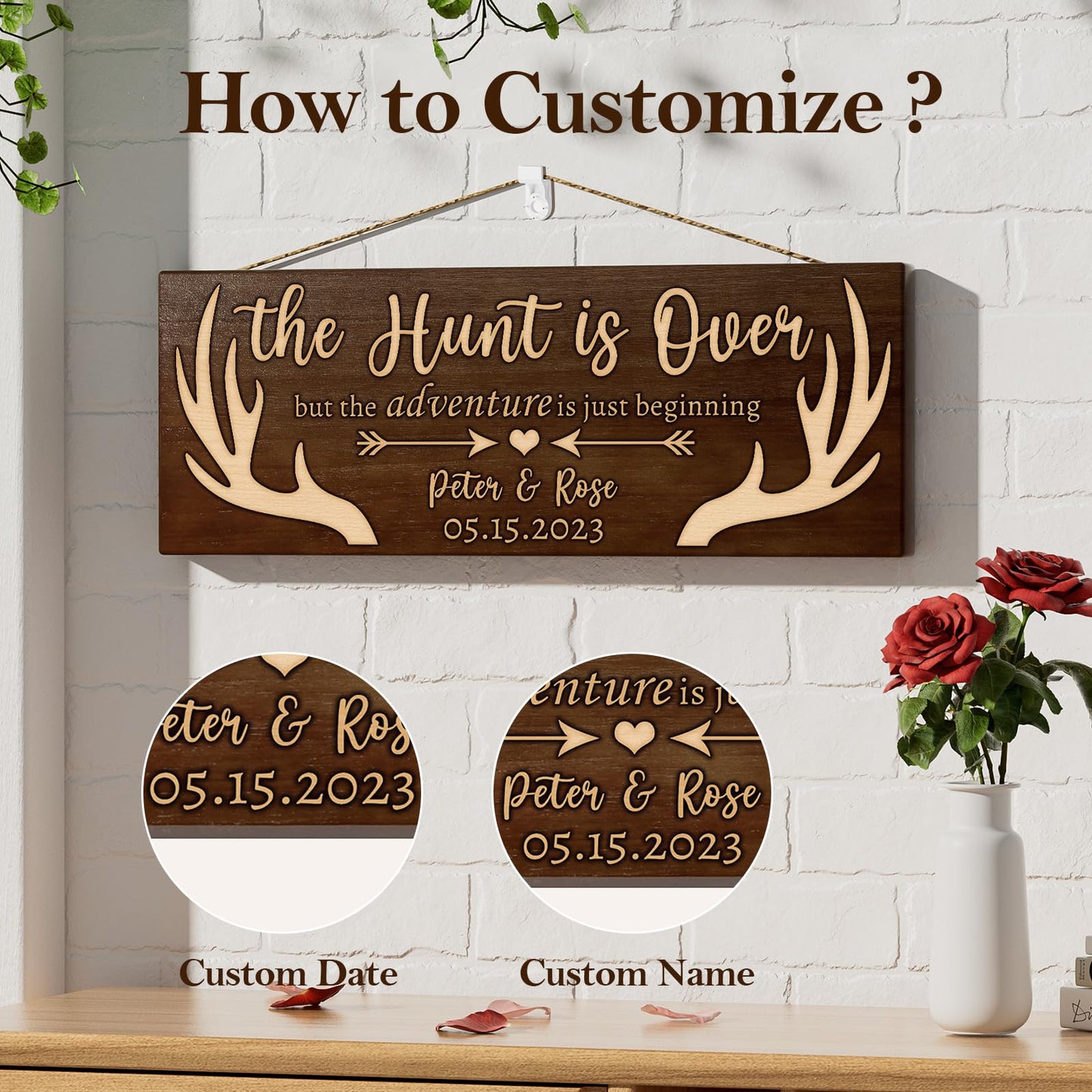 Personalized Name Deer Antlers Wedding Gift