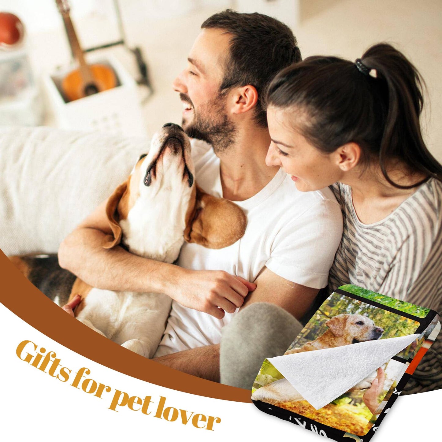 Custom Personalized Dog Memorial Blanket with Picture Text, 10 Photos