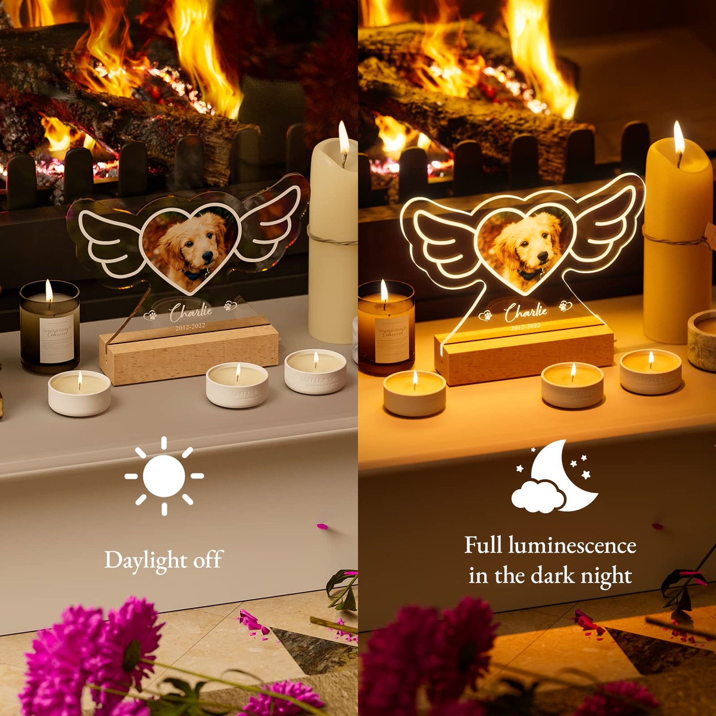 Personalized Pet Memorial Night Lights, Custom Pet Memorial Gifts