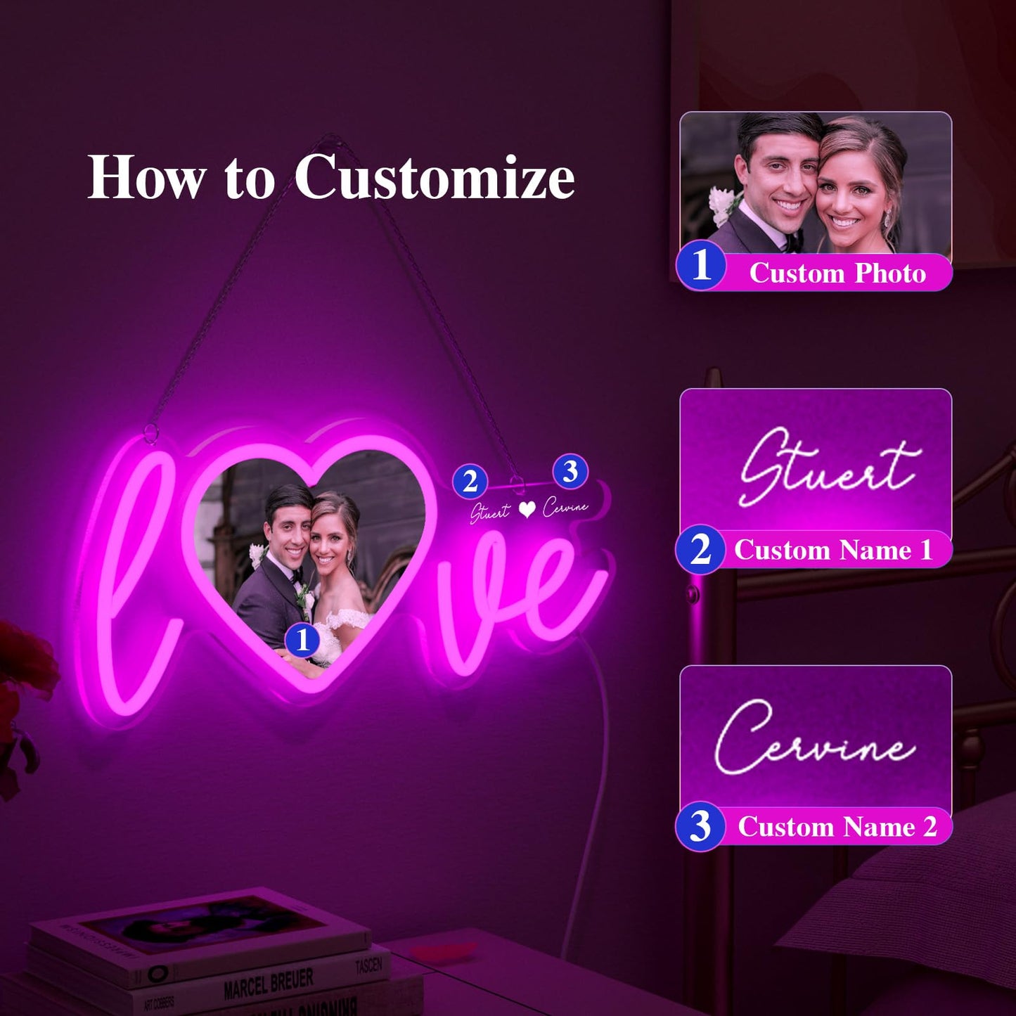 Personalized Photo Name Date Dimmable LED Neon Signs