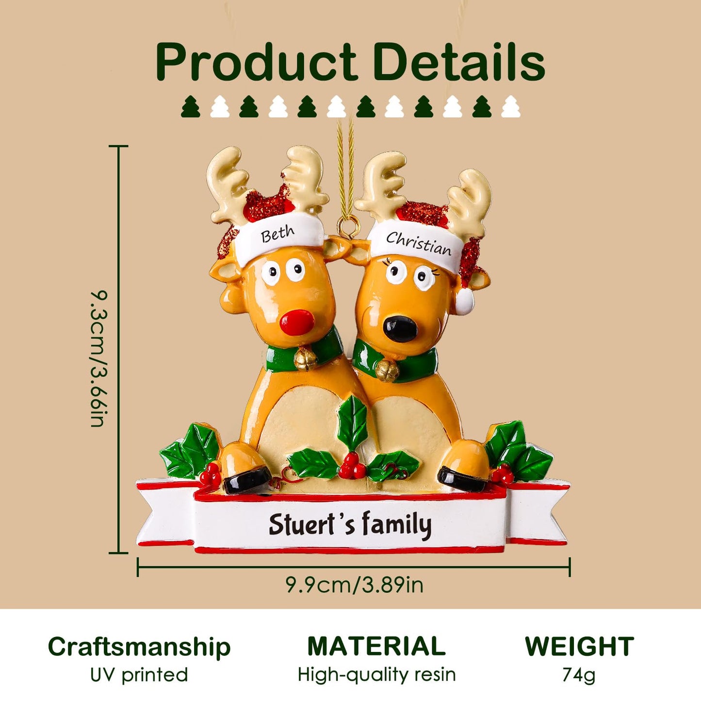 Personalized Deer Christmas Ornaments 2024