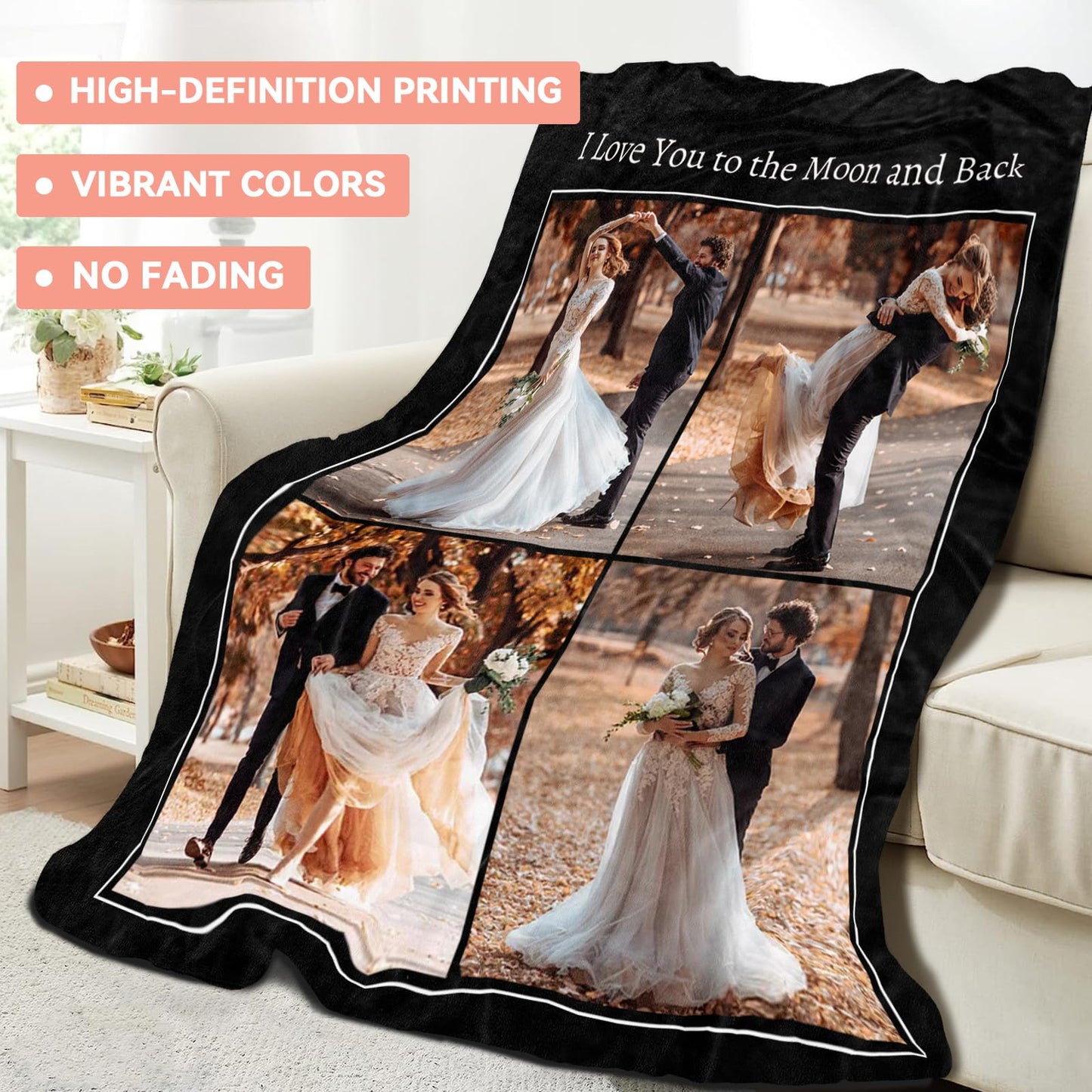 Custom Blanket - Custom Blanket with Photo Text - 4 Photos