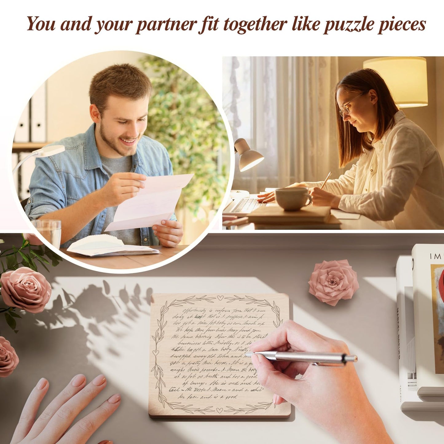 Personalized wooden plaque with 3D puzzle pieces