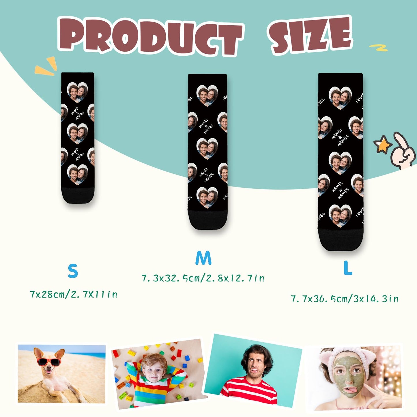 Custom Face Socks with Picture, Personalized Funny Socks for Men Women