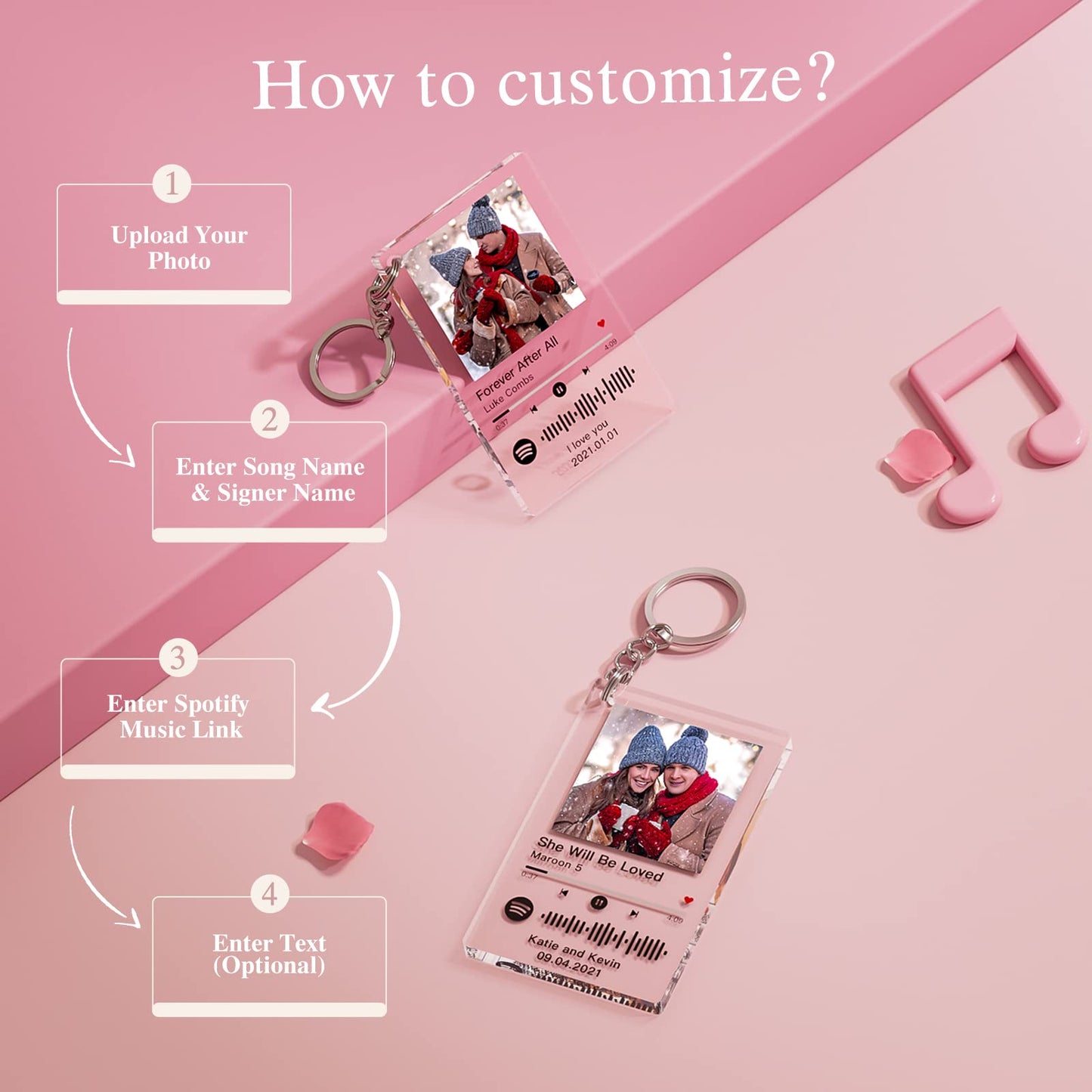 Personalized photo custom acrylic music song keychain