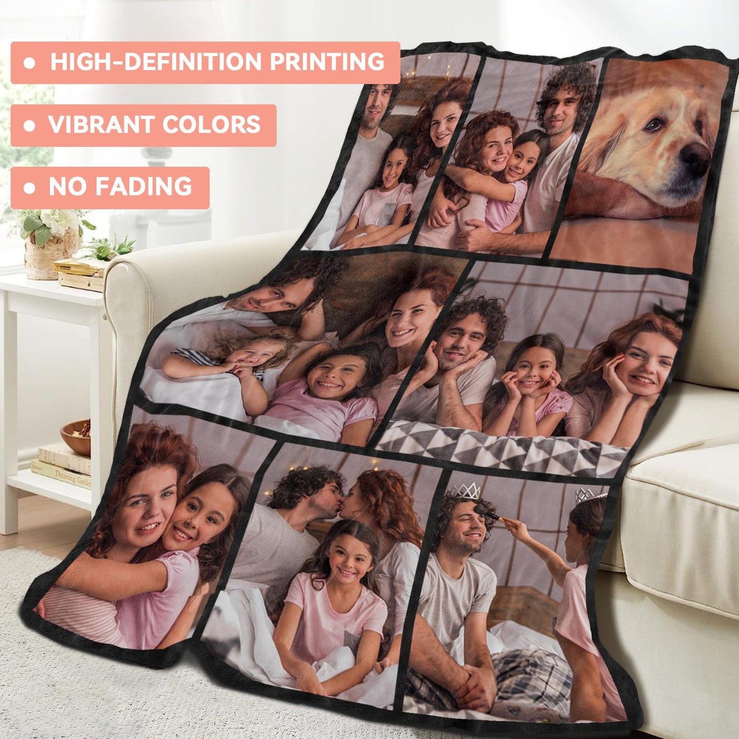 Custom Blanket - Personalized Blanket, Custom Blanket with Photos, 8 Photos