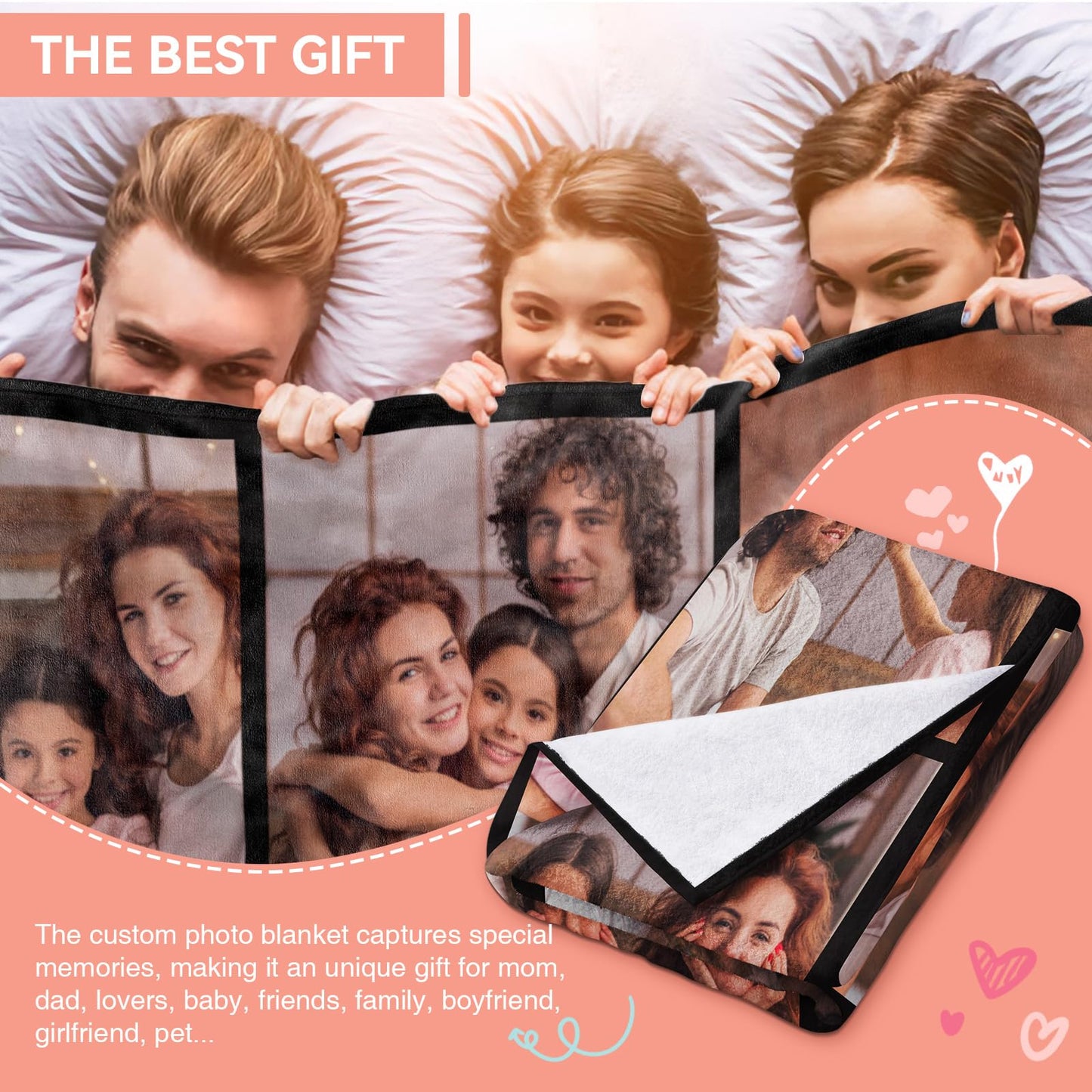 Custom Blanket - Personalized Blanket, Custom Blanket with Photos, 8 Photos