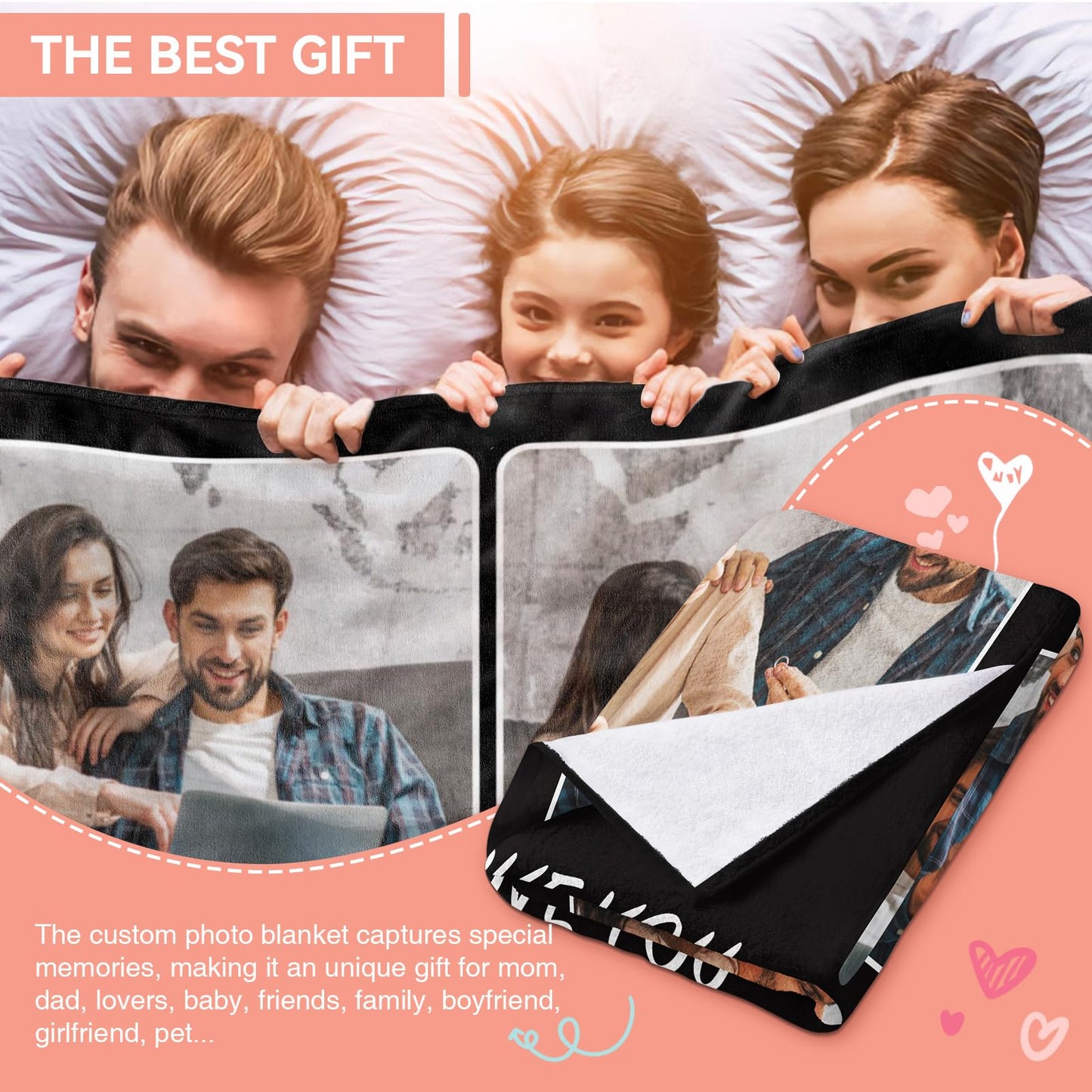 Custom Blanket - Custom Blanket with Photo Text - 5 Photos