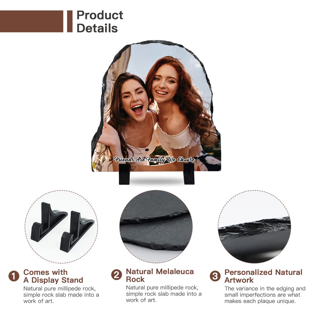 Custom Personalized Slate Photo Frame, Half Round 5.9x5.9 inches