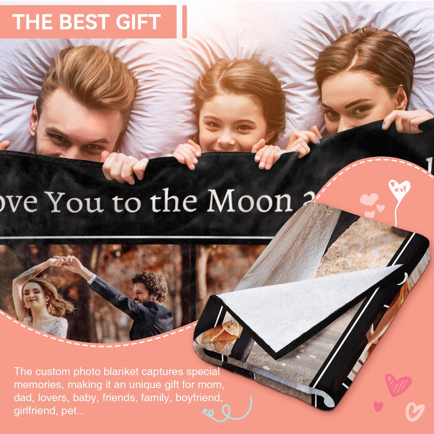 Custom Blanket - Custom Blanket with Photo Text - 4 Photos