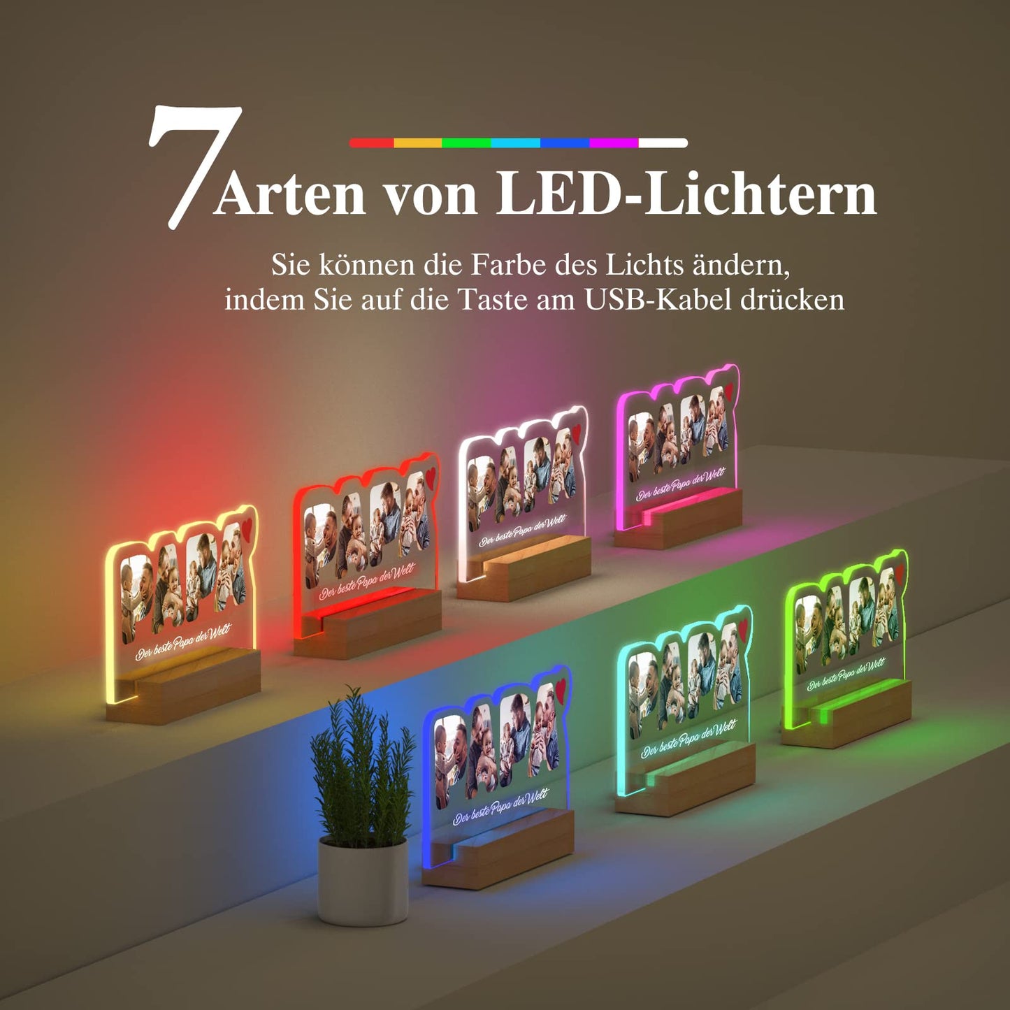 Personalized Gift for Dad - Customized Night Light with Photo