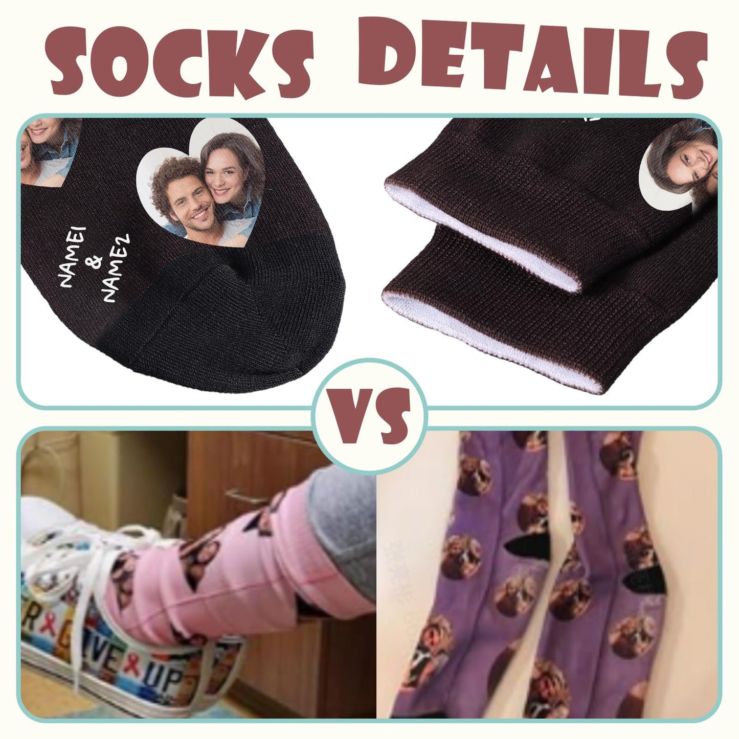 Custom Face Socks with Picture, Personalized Funny Socks for Men Women