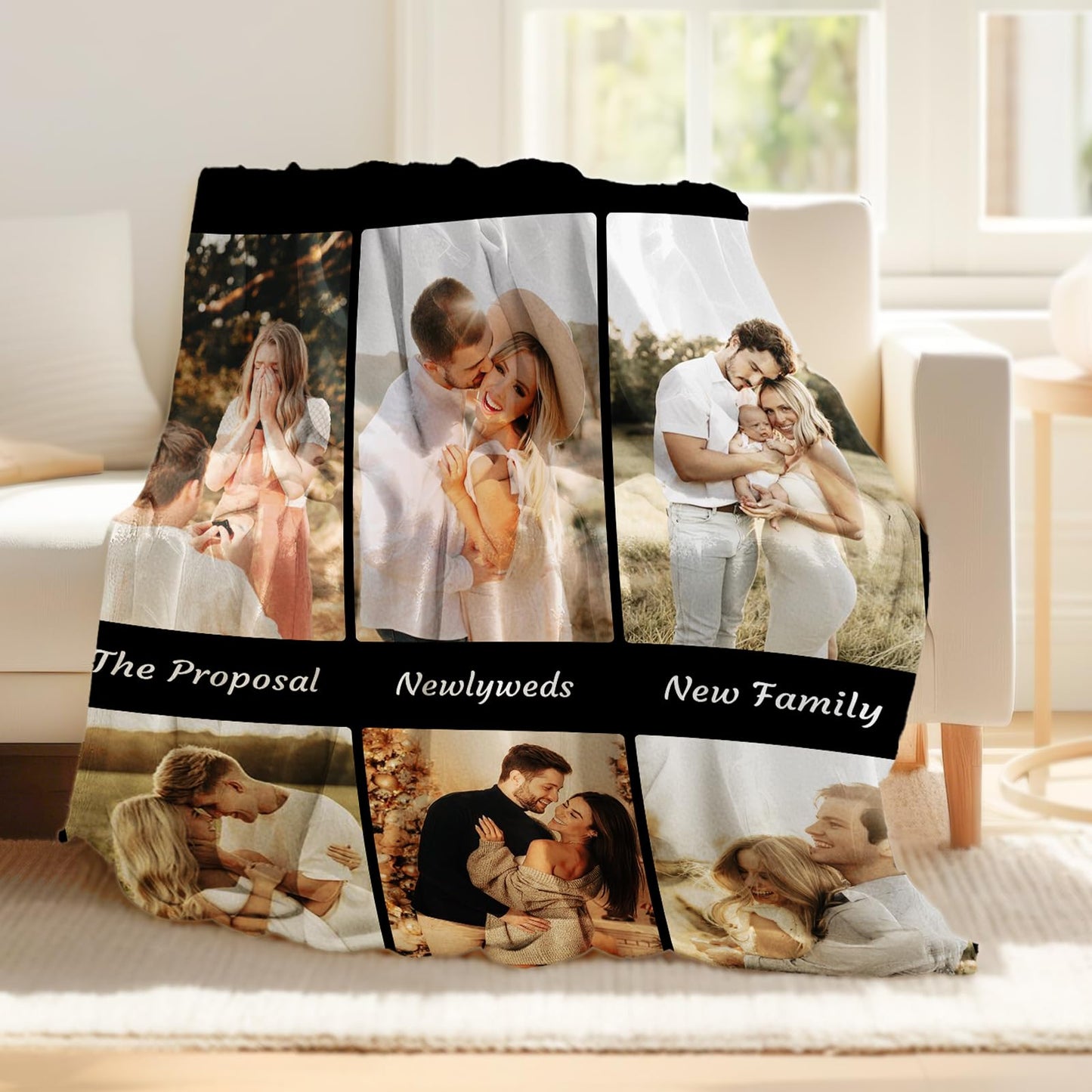Blanket with pictures and text - Personalized Photo Blanket - 6 Photos