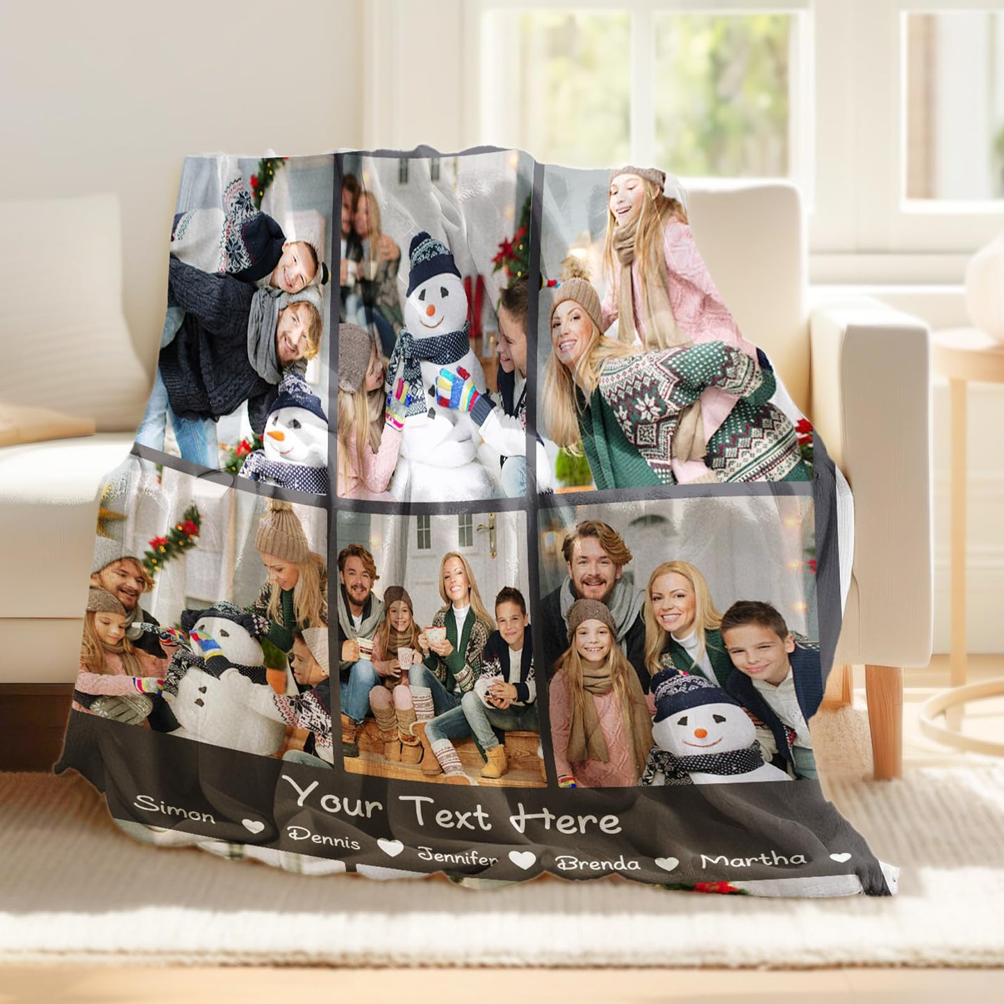 Blanket with pictures and text - Personalized Photo Blanket - 9 Photos