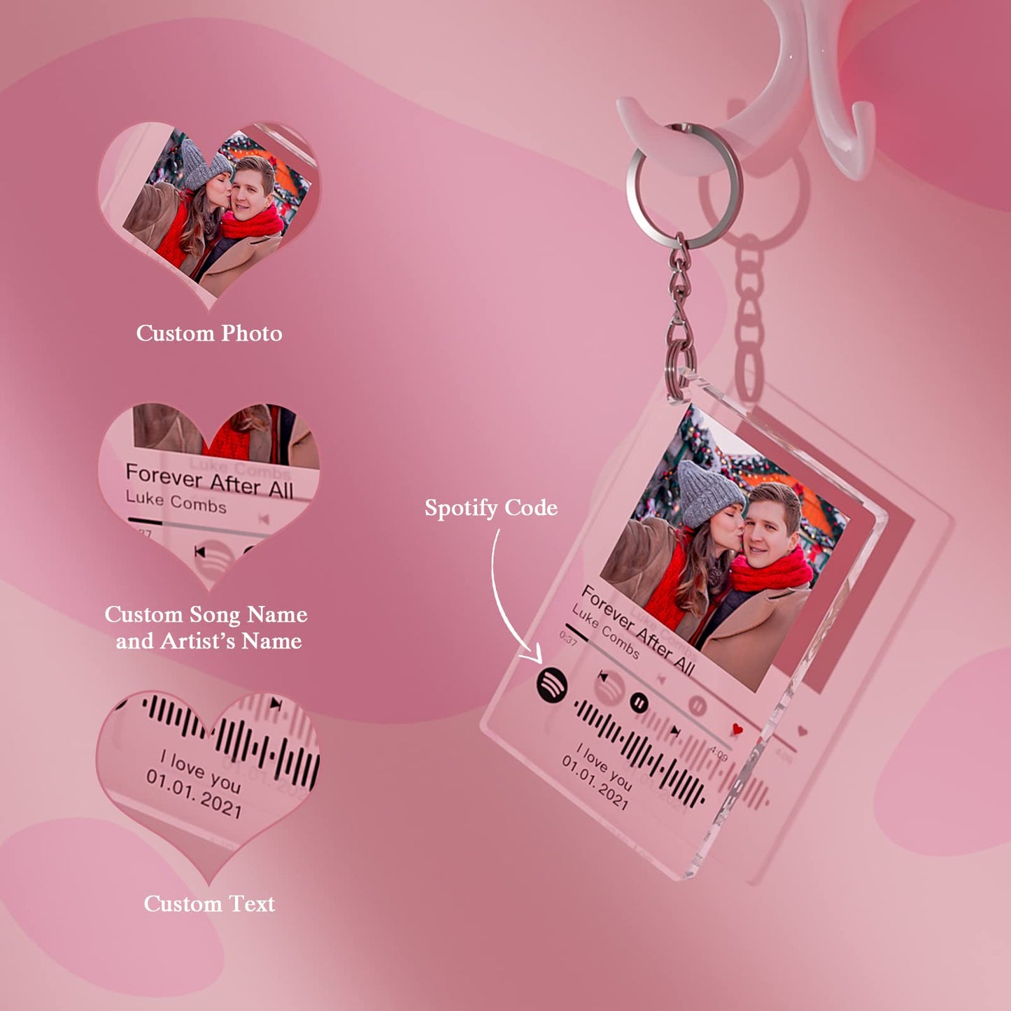 Personalized photo custom acrylic music song keychain