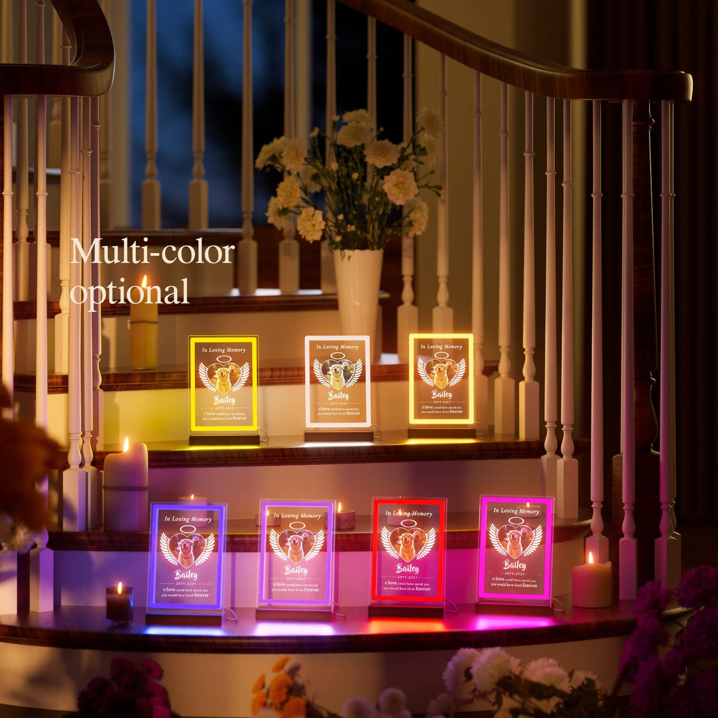 Custom Personalized Dog Pet Memorial Photo Frame Night Light