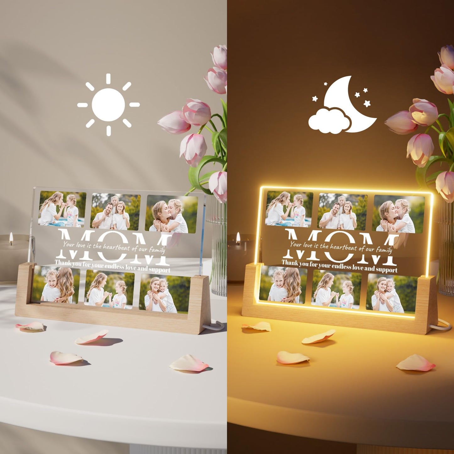 Custom Acrylic Mom Plaque with Photo and Text, 8.7 x 5.9 Inches