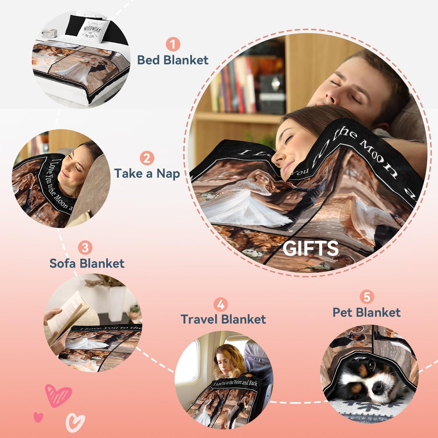 Custom Blanket - Custom Blanket with Photo Text - 4 Photos