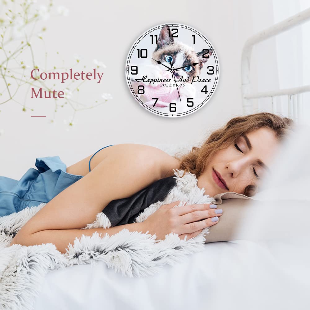 Custom Personalized Wall Clock with Photo Text, Silent No Time - PVC 8“10”12“14”16”