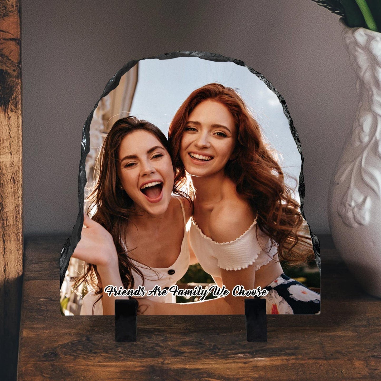 Custom Personalized Slate Photo Frame, Half Round 5.9x5.9 inches