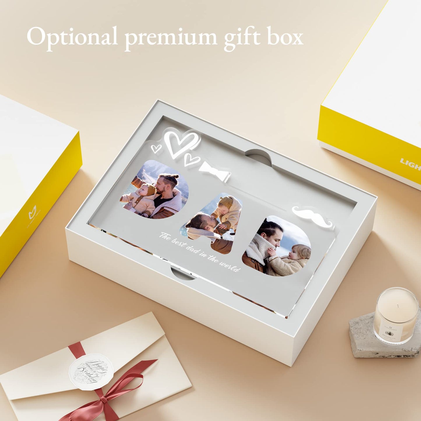 Personalized Gift for Dad - Customized Night Light with Photo  and Text