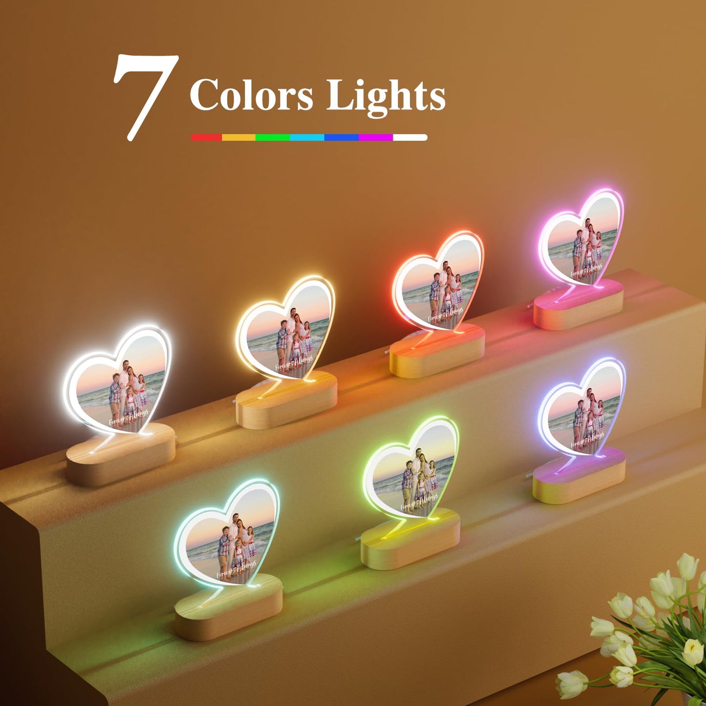 Customized photo and text night light