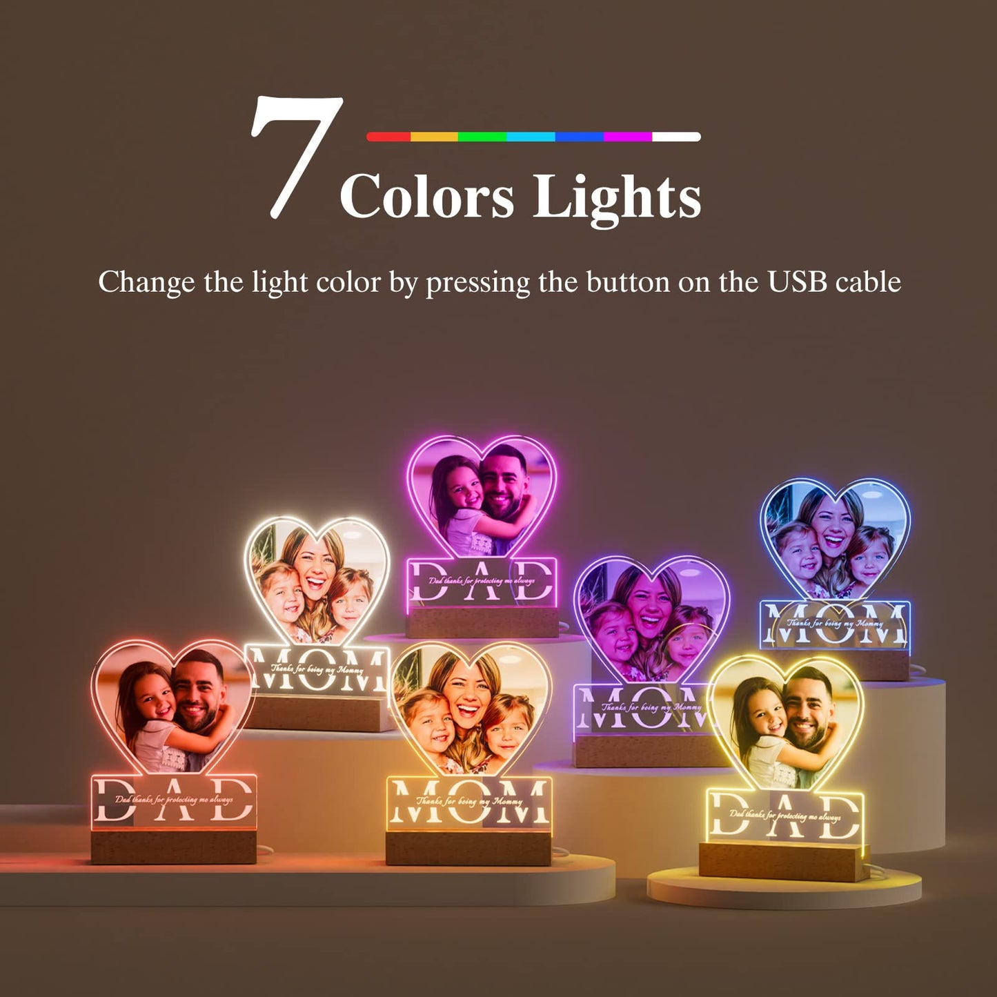 Personalized Gifts for Mom - Custom Night Lights with Photo Texts