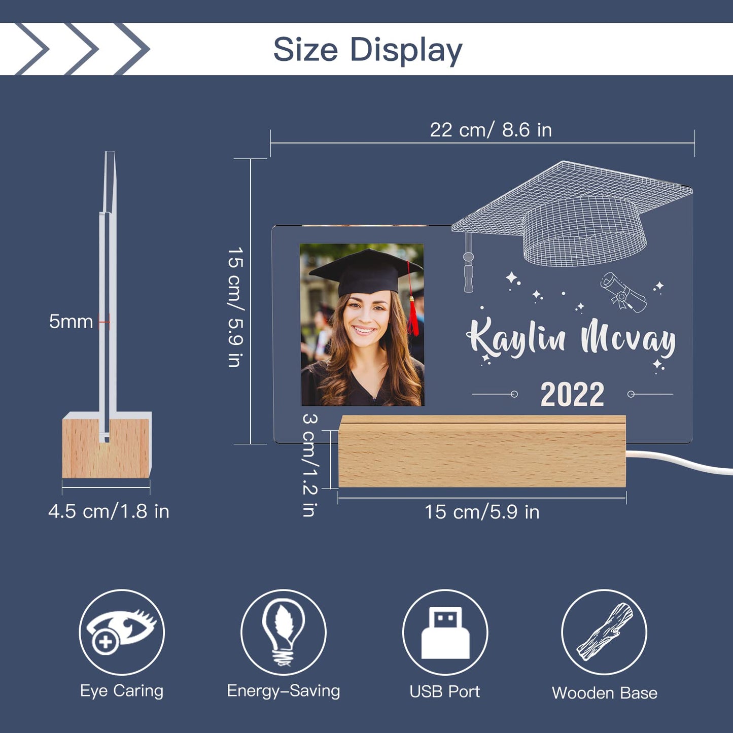 Custom Graduation Gifts - Personalized Photo Night Light