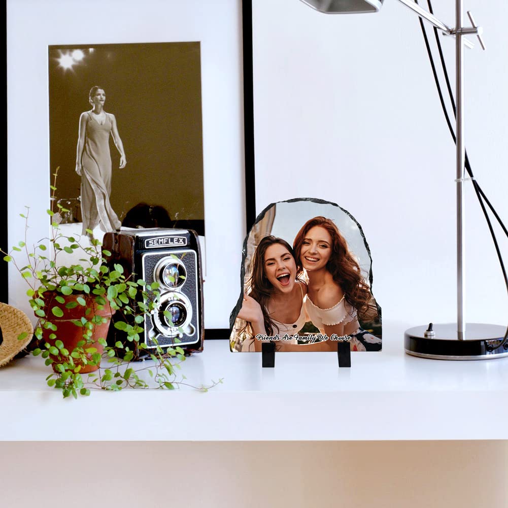 Custom Personalized Slate Photo Frame, Half Round 5.9x5.9 inches