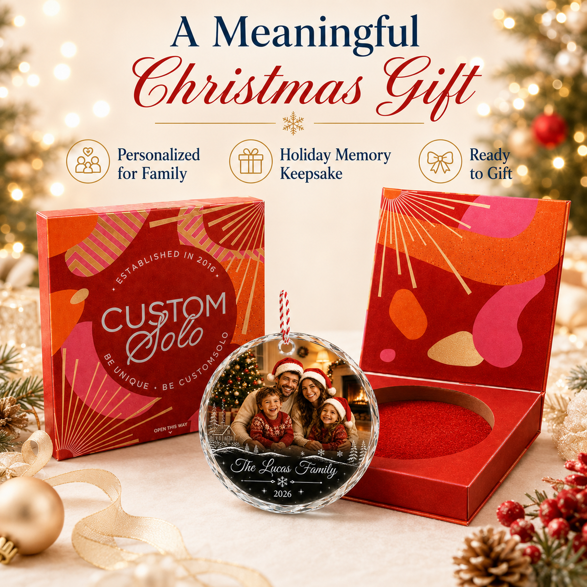 Custom acrylic christmas ornament in cast acrylic