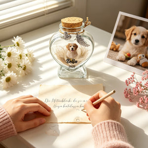 Pet Memorial Box shown on a shelf, beside a framed photo